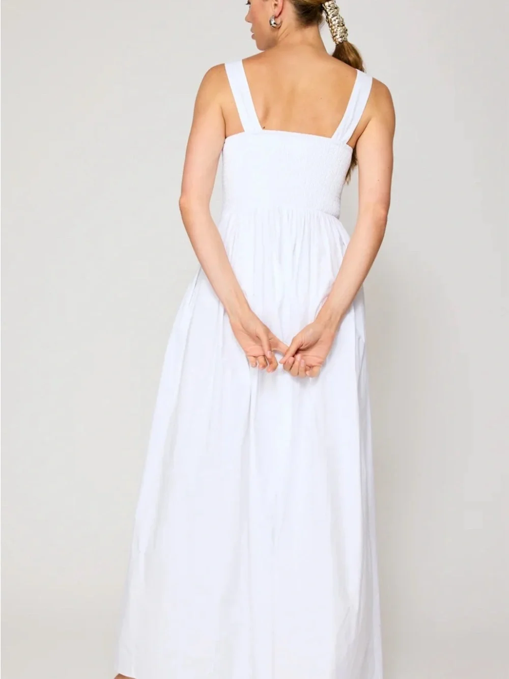 Line and Dot White Sleeveless Romper with Pintuck Bodice - XSmall - Picture 5 of 9